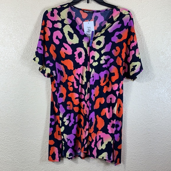 Swim Wear Cardigan Top M Bathing Suit Coverup Top Purple Black NWT Polyester - Picture 8 of 11